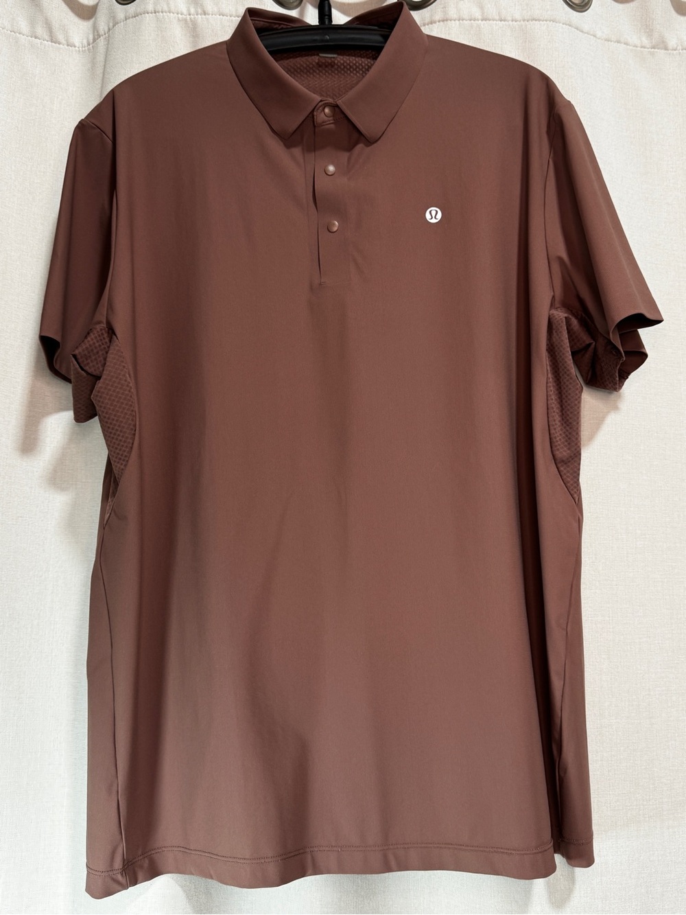 Lululemon Men's Brown 2XL Performance Short Sleeves Polo Shirt Snap Buttons